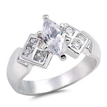 Load image into Gallery viewer, Sterling Silver Oval Shaped Clear CZ RingsAnd Face Height 12mm