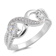 Load image into Gallery viewer, Sterling Silver Infinity Shaped Clear CZ RingsAnd Face Height 9mm