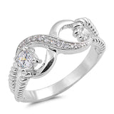 Sterling Silver Infinity Shaped Clear CZ RingsAnd Face Height 9mm