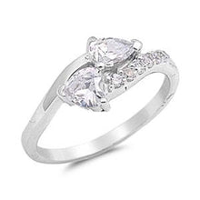 Load image into Gallery viewer, Sterling Silver Pears Shaped Clear CZ RingsAnd Face Height 9mm