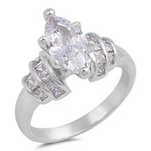 Load image into Gallery viewer, Sterling Silver Oval Shaped Clear CZ RingsAnd Face Height 14mm