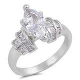 Sterling Silver Oval Shaped Clear CZ RingsAnd Face Height 14mm