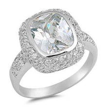 Load image into Gallery viewer, Sterling Silver Square Shaped Clear CZ RingsAnd Face Height 15mm