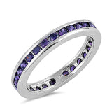 Sterling Silver Eternity Band Shaped Amethyst CZ RingsAnd Face Height 3mm