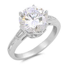 Load image into Gallery viewer, Sterling Silver Round Shaped Clear CZ RingsAnd Face Height 10mm