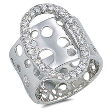 Load image into Gallery viewer, Sterling Silver Holes Shaped Clear CZ RingsAnd Face Height 24mm