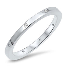 Load image into Gallery viewer, Sterling Silver Band Ring with Clear CZAnd Face Height of 2 mm