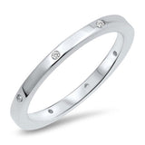 Sterling Silver Band Ring with Clear CZAnd Face Height of 2 mm