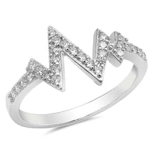 Load image into Gallery viewer, Sterling Silver Heartbeat Ring with Clear CZAnd Face Height of  11 mm \r\n