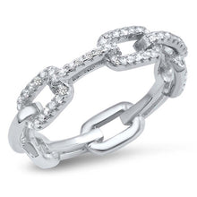 Load image into Gallery viewer, Sterling Silver Clear CZ Chain Link RingAnd Face Height of 6 mm
