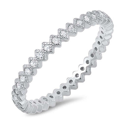 Sterling silver Eternity Ring with Clear CZ All Around, Face Height of 2MM