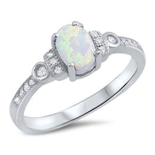 Load image into Gallery viewer, Sterling Silver White Lab Opal and Clear CZ StonesAnd Face Height of 7 mm