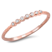 Load image into Gallery viewer, Sterling Silver Rose Gold Plated with Clear CZ RingAnd Face Height of 2mm