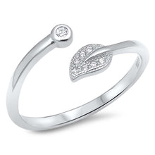 Load image into Gallery viewer, Sterling Silver Clear CZ Wraparound Leaf RingAnd Face Height of  8 mm