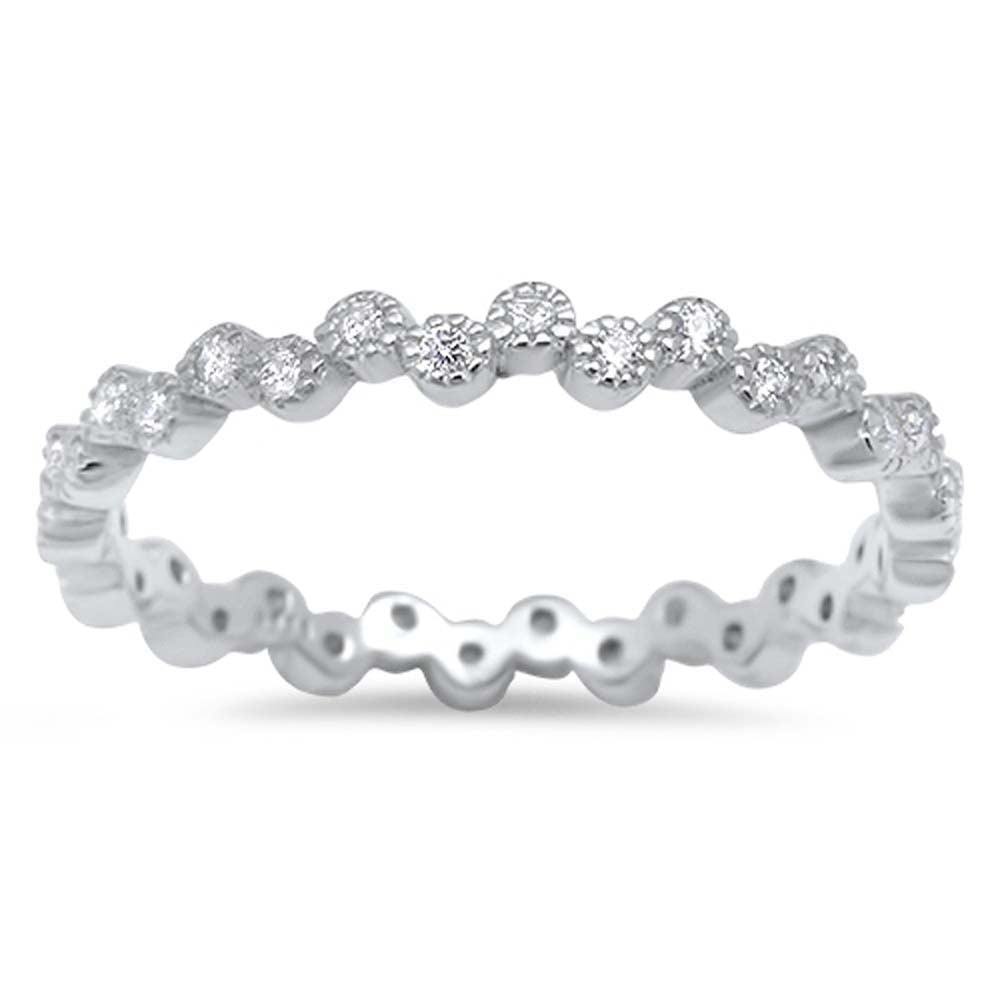 Sterling Silver Ring with Clear CZAnd Face Height of  3 mm