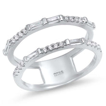 Load image into Gallery viewer, Sterling Silver Clear CZ Simulated Separate Bands RingAnd Face Height of 7mm