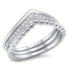 Load image into Gallery viewer, Sterling Silver Multiple Chevron Rings with Clear CZAnd Face Height of  6 mm \r\n