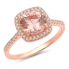 Load image into Gallery viewer, Sterling Silver Rose Gold Plated Pink Morganite Circle Shaped With Clear CZ RingAnd Face Height 11mm