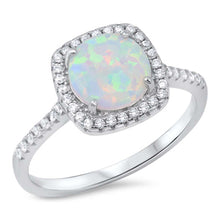 Load image into Gallery viewer, Sterling Silver White Opal Round Shaped Clear CZ RingAnd Face Height 11mm