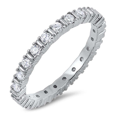 Sterling silver Eternity Ring with clear CZ All Around, Face Height of 3MM