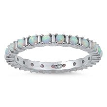 Load image into Gallery viewer, Sterling silver Eternity Ring with White Lab Opal CZ, Face Height of 3 MM