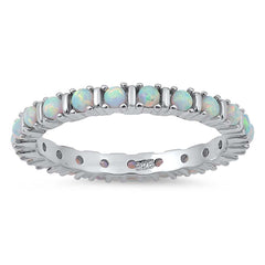 Sterling silver Eternity Ring with White Lab Opal CZ, Face Height of 3 MM