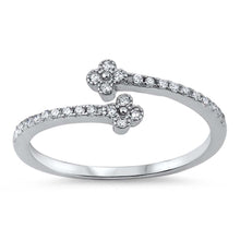 Load image into Gallery viewer, Sterling Silver Fancy Micro Pave flower Open Ring with Face Height of 10MM