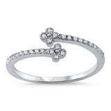 Sterling Silver Fancy Micro Pave flower Open Ring with Face Height of 10MM