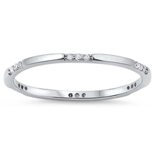 Load image into Gallery viewer, Sterling Silver Trendy Ring  with Alternating  Clear CZ StonesAnd Face Height of 2MM