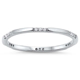 Sterling Silver Trendy Ring  with Alternating  Clear CZ StonesAnd Face Height of 2MM