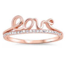 Load image into Gallery viewer, Sterling Silver Rose Gold Plated  Love  Ring with Clear CZ AndFace Height of 6 mm