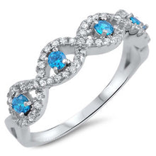 Load image into Gallery viewer, Sterling Silver Blue Topaz and Clear CZ Stones RingAnd Face Height of 5 mm