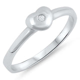 Sterling Silver Heart Ring with Clear CZ StoneAnd Face Height of 5 mm\r\n