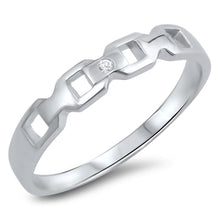 Load image into Gallery viewer, Sterling Silver Chain Link Ring with Clear CZ StoneAnd Face Height of 3mm