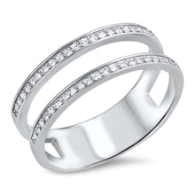 Load image into Gallery viewer, Sterling Silver Clear CZ Simulated Separate Bands RingAnd Face Height of 9 mm