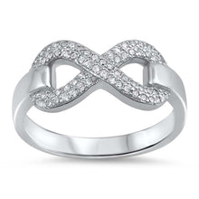 Load image into Gallery viewer, Sterling Silver Clear CZ  Infinity RingAnd Face Height of 8 mm