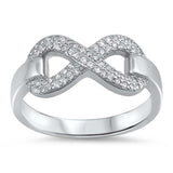 Sterling Silver Clear CZ  Infinity RingAnd Face Height of 8 mm