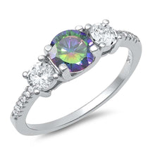 Load image into Gallery viewer, Sterling Silver Round With Rainbow Topaz And Cubic Zirconia Ring