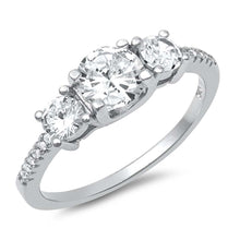 Load image into Gallery viewer, Sterling Silver Ring with Clear CZ StonesAnd Face Height of 6 mm