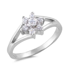 Load image into Gallery viewer, Sterling Silver Flower Shaped Clear CZ RingAnd Face Height 8mm