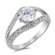 Load image into Gallery viewer, Sterling Silver Round Shaped Clear CZ RingsAnd Face Height 10mm