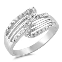 Load image into Gallery viewer, Sterling Silver ZigZag Shaped Clear CZ RingsAnd Face Height 11mm