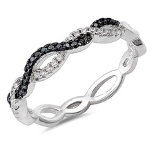 Load image into Gallery viewer, Sterling Silver Black and Clear CZ StonesAnd Face Height of 4 mm