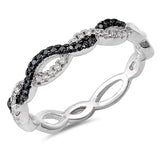 Sterling Silver Black and Clear CZ StonesAnd Face Height of 4 mm