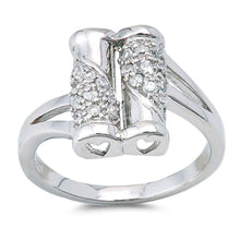 Load image into Gallery viewer, Sterling Silver Heart Cut Shaped Clear CZ RingAnd Face Height 13mm