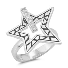 Load image into Gallery viewer, Sterling Silver Star Shaped Clear CZ RingAnd Face Height 21mm