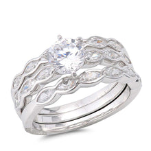 Load image into Gallery viewer, Sterling Silver Oval And Round Shaped Clear CZ RingAnd Face Height 8mm