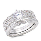 Sterling Silver Oval And Round Shaped Clear CZ RingAnd Face Height 8mm