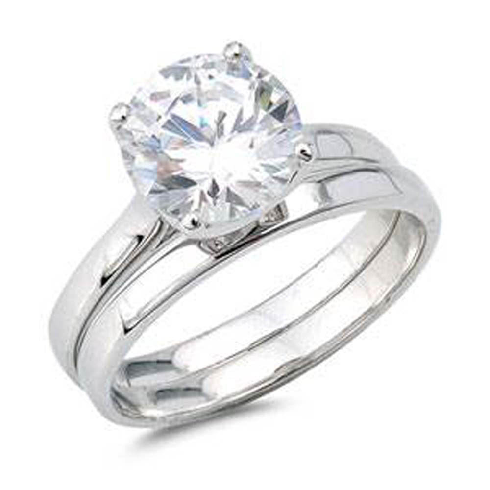 Sterling Silver Round Shaped Clear CZ RingsAnd Face Height 9mm