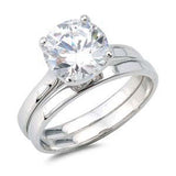 Sterling Silver Round Shaped Clear CZ RingsAnd Face Height 9mm